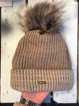 TAUPE BOBBLE HAT
